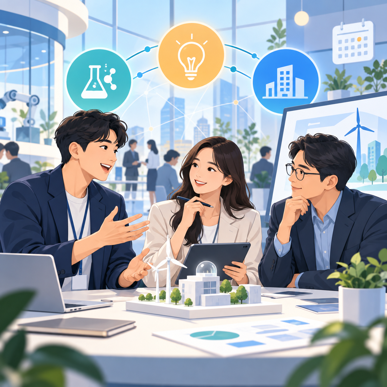 이노폴리스 오픈이노베이션 밋업데이 참여기업 협업 일러스트